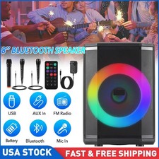 8" Portable Bluetooth Speaker Tiltable Loud  Crisp Sound with LED Lights  3Mic