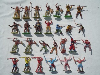 27 Elastolin 7cm Wild West Figuren COWBOYS INDIANER TRAPPER KARA BEN NEMSI