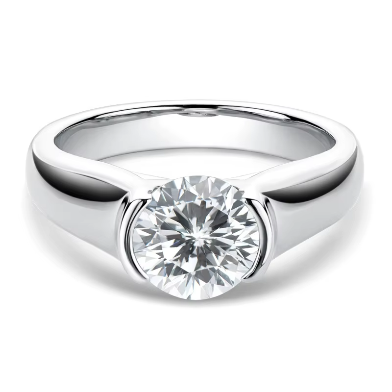 2Ct 8mm Moissanite Solitaire Bold Ring 925 Silver Size 4-10 White Gift