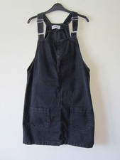 NEW LOOK SIZE 12 BLACK DENIM PINAFORE DRESS DUNAGREES