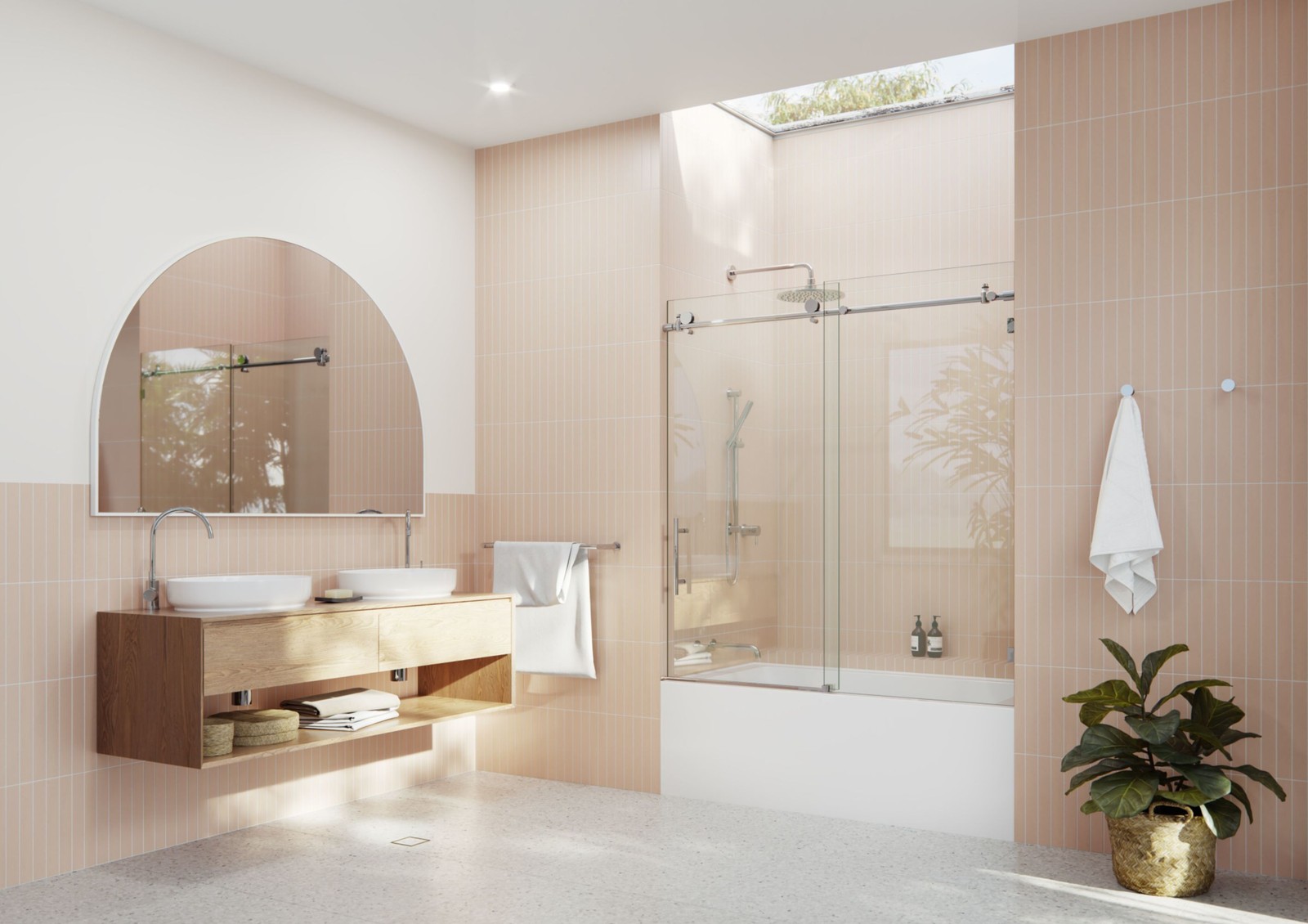 Eclipse 60x56 Frameless Sliding Glass Shower Door in Chrome by Glass Warehouse