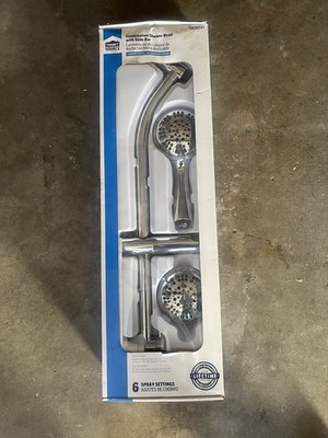 Shower Head with Slide Bar Chrome 6 Spray Settings Massage