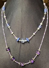 2 Handcrafted Purple Tone Bead Necklaces