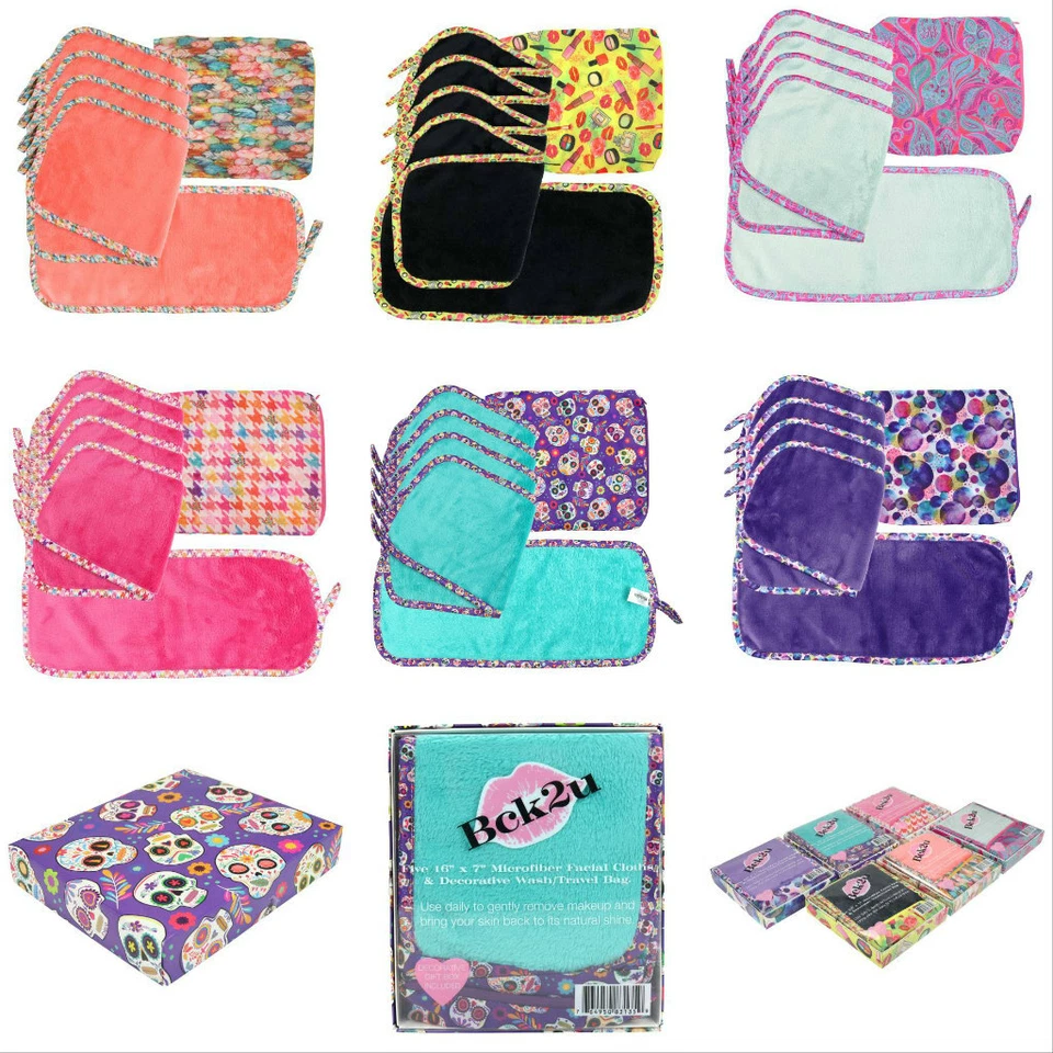 Makeup Eraser Towel 5 Pack Set Microfiber Cosmetic Decorative Reusable Cloth Box - Image 2 of 4