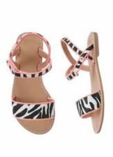 GYMBOREE ANIMAL PARTY ZEBRA ANIMAL PINK TRIM SANDALS SHOES 9 11 12 13 1 NWT