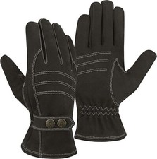 Riparo Men's Genuine Leather Winter Gloves with Fleece Lining - Dark Brown