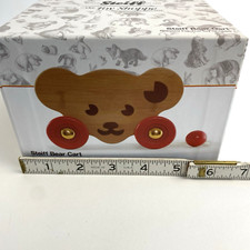 Steiff Wooden Bear Cart Pull Cord Red  Wood Accents Logo LE The Toy Shoppe NIB