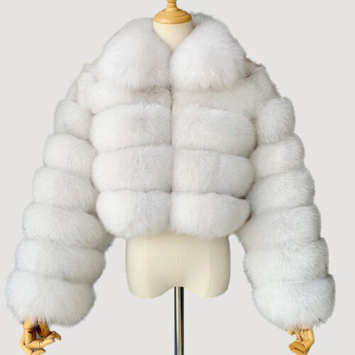 Women Luxury Fluffy Faux Fox Fur Coat Jacket Short Cardigan Winter Warm Outwear - Picture 13 of 35