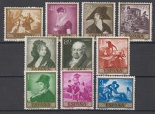 ESPAÑA 1958 SPAIN NUEVO MINT MNH EDIFIL 1210-1219 SCOTT 867-876 GOYA PAINTINGS