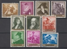 ESPAÑA 1958 SPAIN NUEVO MINT MNH EDIFIL 1210-1219 SCOTT 867-876 GOYA PAINTINGS