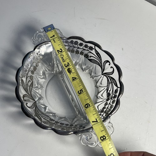 VTG Martinsville Silver Janice Divided Candy Relish Dish Floral Sterling Overlay - Bild 7 von 8