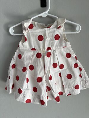 Baby Gap White Polka Dot Print Dress 3-6 Months EUC