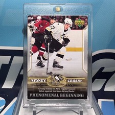 2005-06 UD Phenomenal Beginning #2, SIDNEY CROSBY SP RC???Rookie Card (Wear). rookie card picture