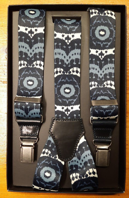 Blue Eye Print Hosenträger in 36 mm mit Echtledereinsätzen - 100% Made in Italy