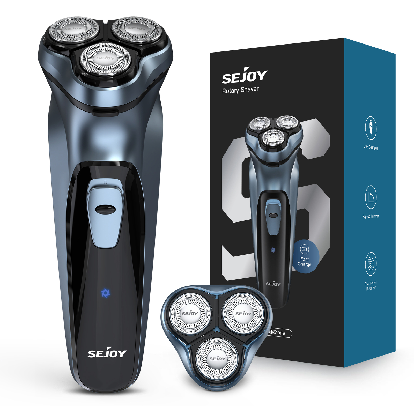 SEJOY Electric Shaver Wet Dry Rotary Shaving Razor withPop-up Trimmer Men Shaver