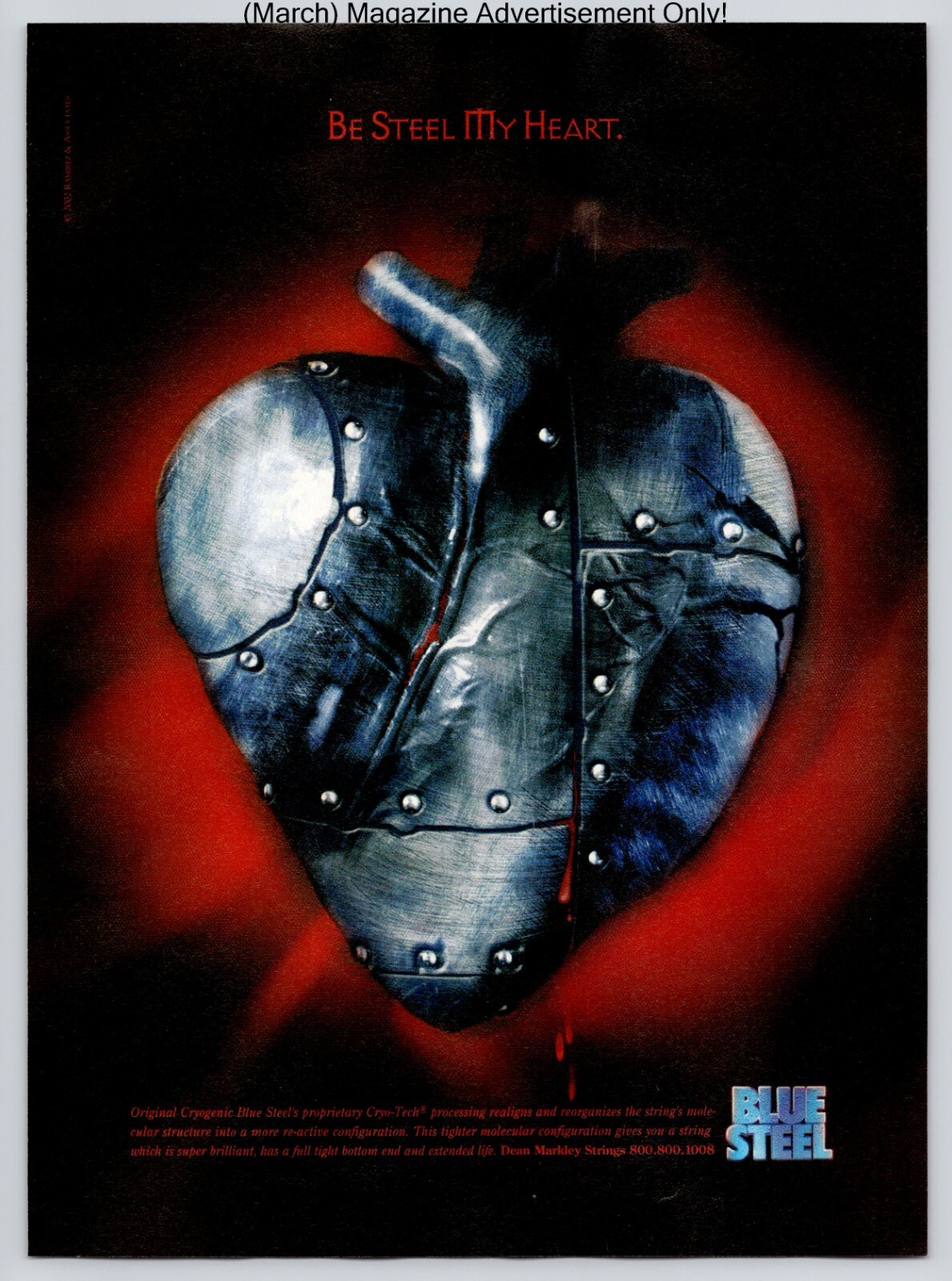 Be Steel My Heart Blue Steel Guitar Strings Promo 2003 Full Page Print Ad eBay