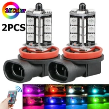 2pcs LED Fog Light Bulbs H8 H9 H11 Light 16 Color Changing RGB Remote High Power