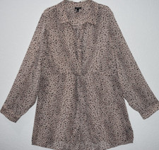 Torrid 3X Tunic Twist Front Semi Sheer Long Sleeve Spotted Print Breezy Popover