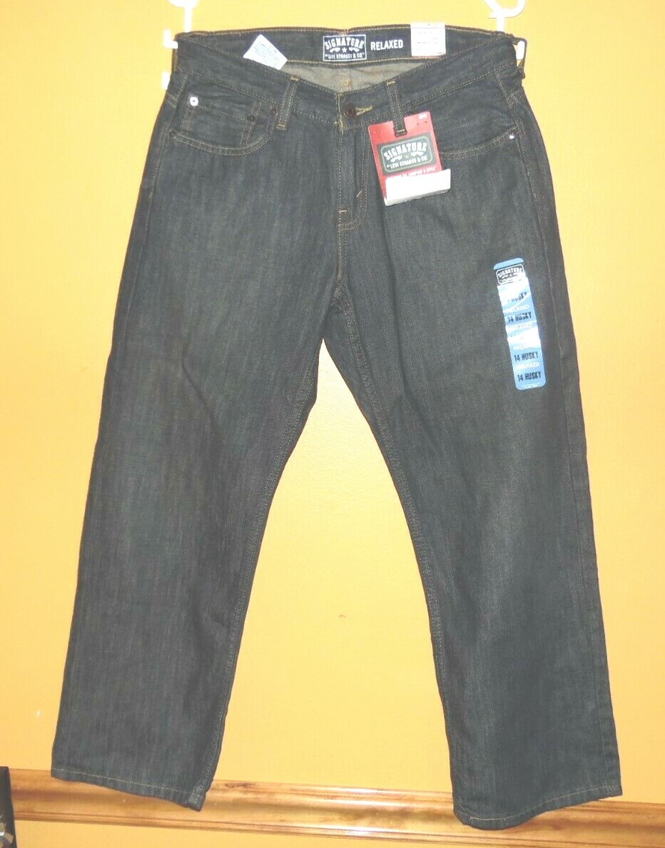 Signature by Levi Strauss & co. Boys Relaxed Jeans Straight Leg Size 14 Husky