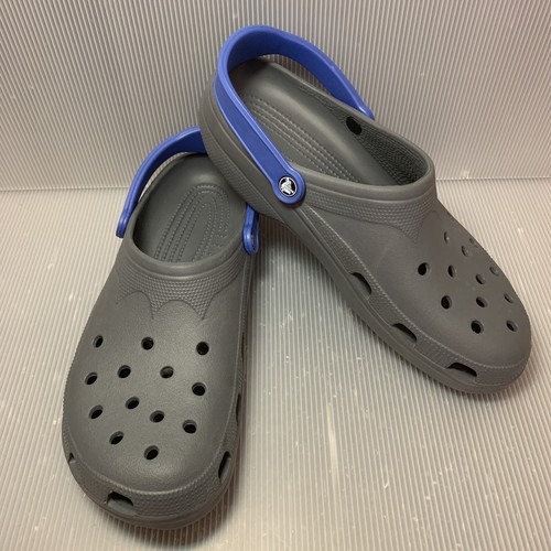 CROCS Mens Classic Gray/Blue Strap 