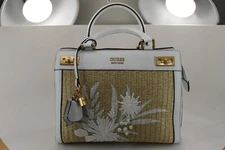 Guess KATEY LUXURY SATCHEL Women's Handbags, White/Light Brown