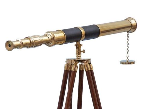 Brass Gold Vintage Telescope Wooden Stand one meter Marine Royal with TripoNM102 - Picture 1 of 4