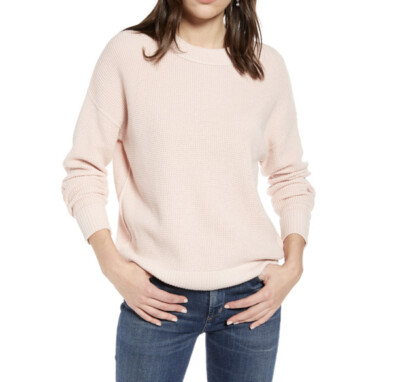 Treasure & Bond Thermal Stitch Pullover, Women's Size Small - Pink