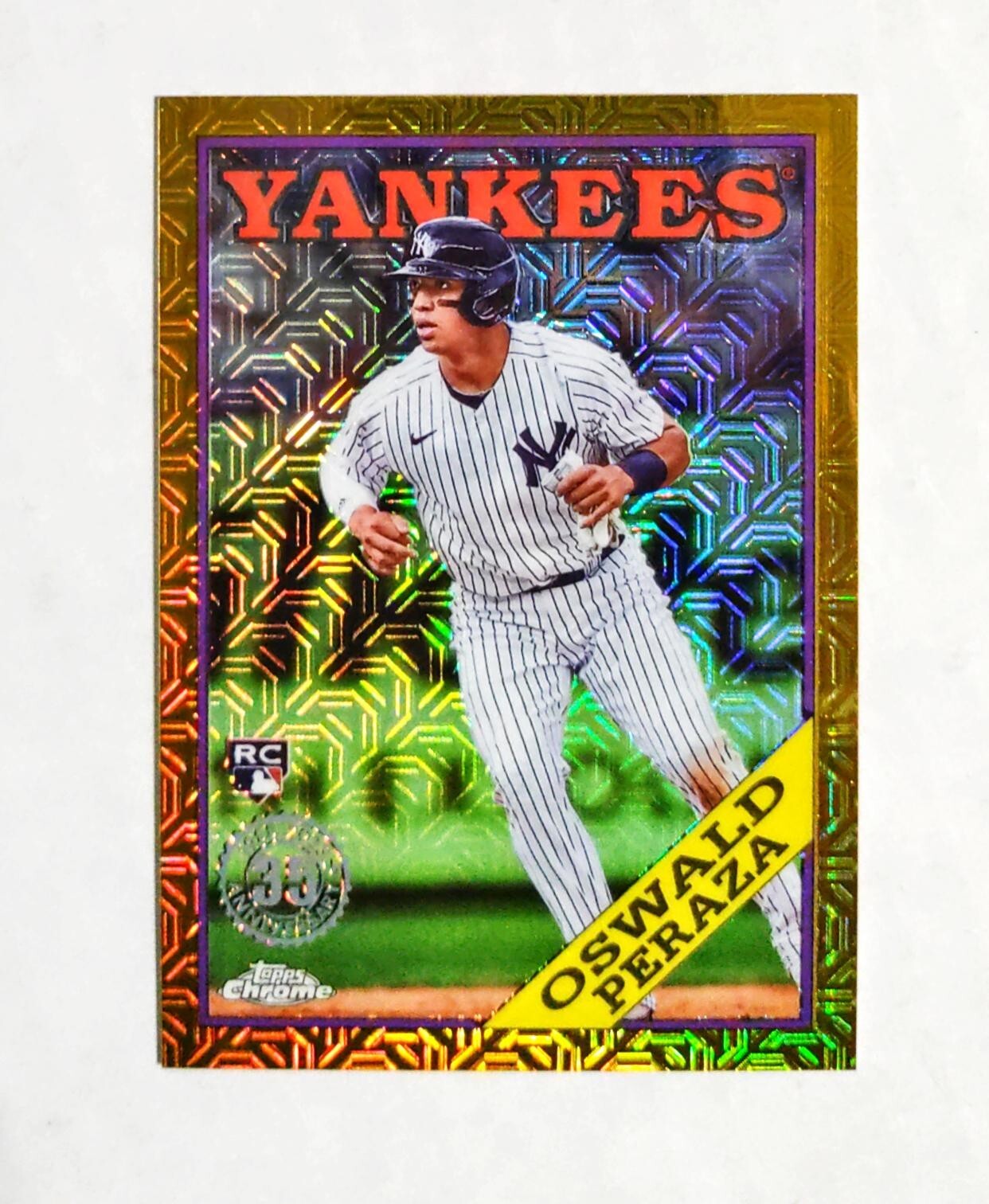 Oswald Peraza 2023 Topps Chrome RC #62 Silver Pack GOLD REFRACTOR 29/50 1988 B5