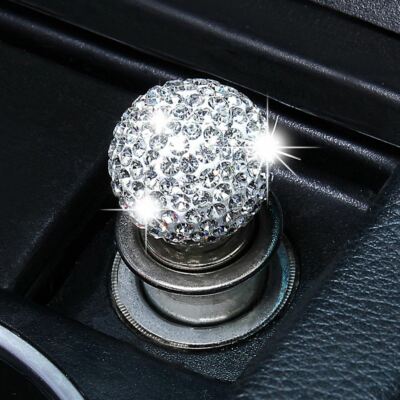 12V Silver Bling Crystal Rhinestones Auto Car Cigarette Lighter Car  Accessories