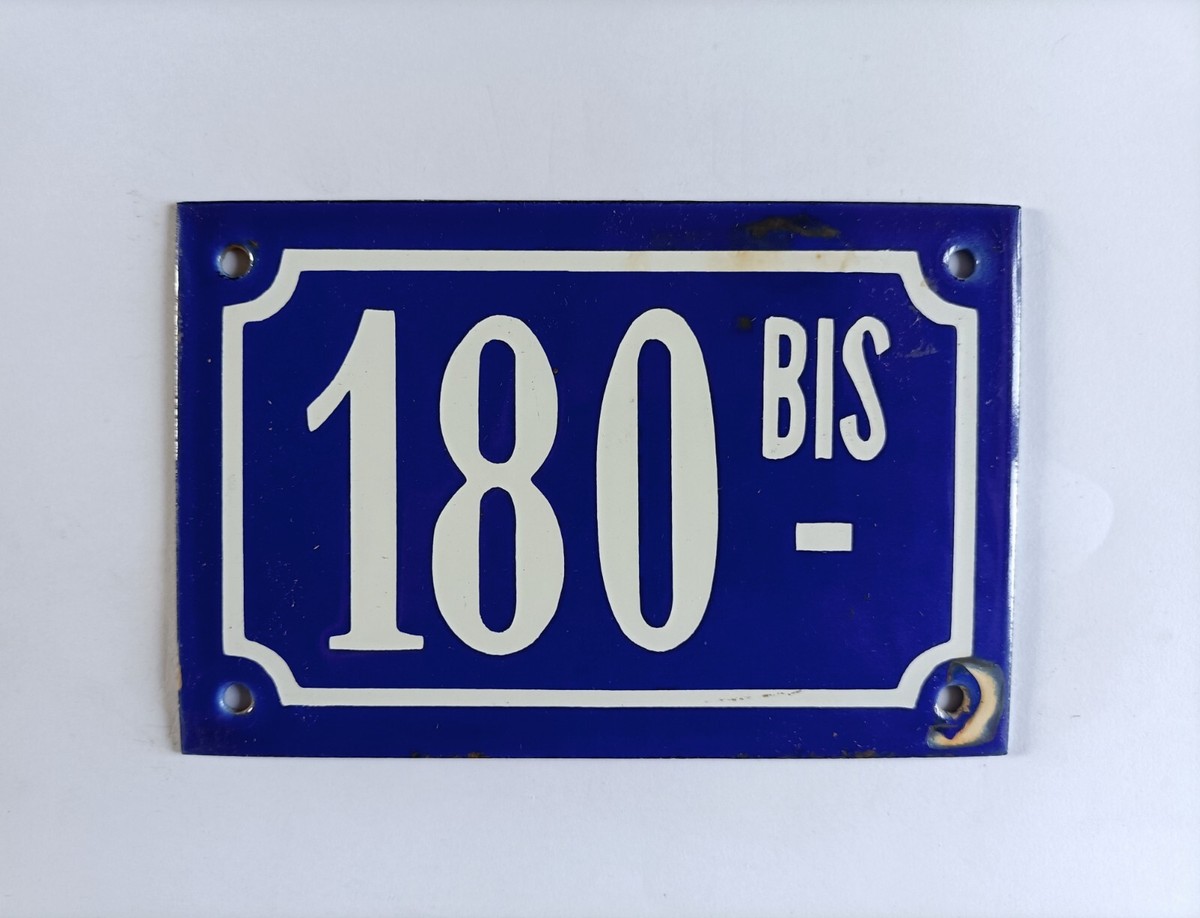 Plaque De Rue émaillée Ancienne Numéro 46 - Bleu, 10x15 Cm, Fixation Murale