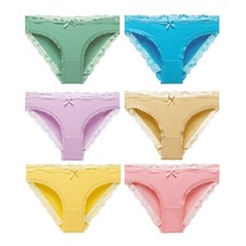 6PCS Women Cotton Breathable Panties Underwear Mid waist Seamless Briefs