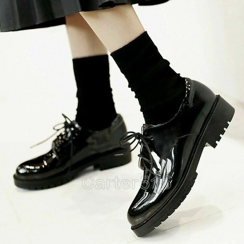 Womens Lace Up Oxfords Chunky British 