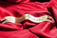 Gloria In Excelsis Deo Cartiglio Mit Engeln 19 CM Messing Silber