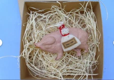 New 3D Dresden Paper Ornament Good Luck Money Pig w Horseshoe Christmas Tree Dec