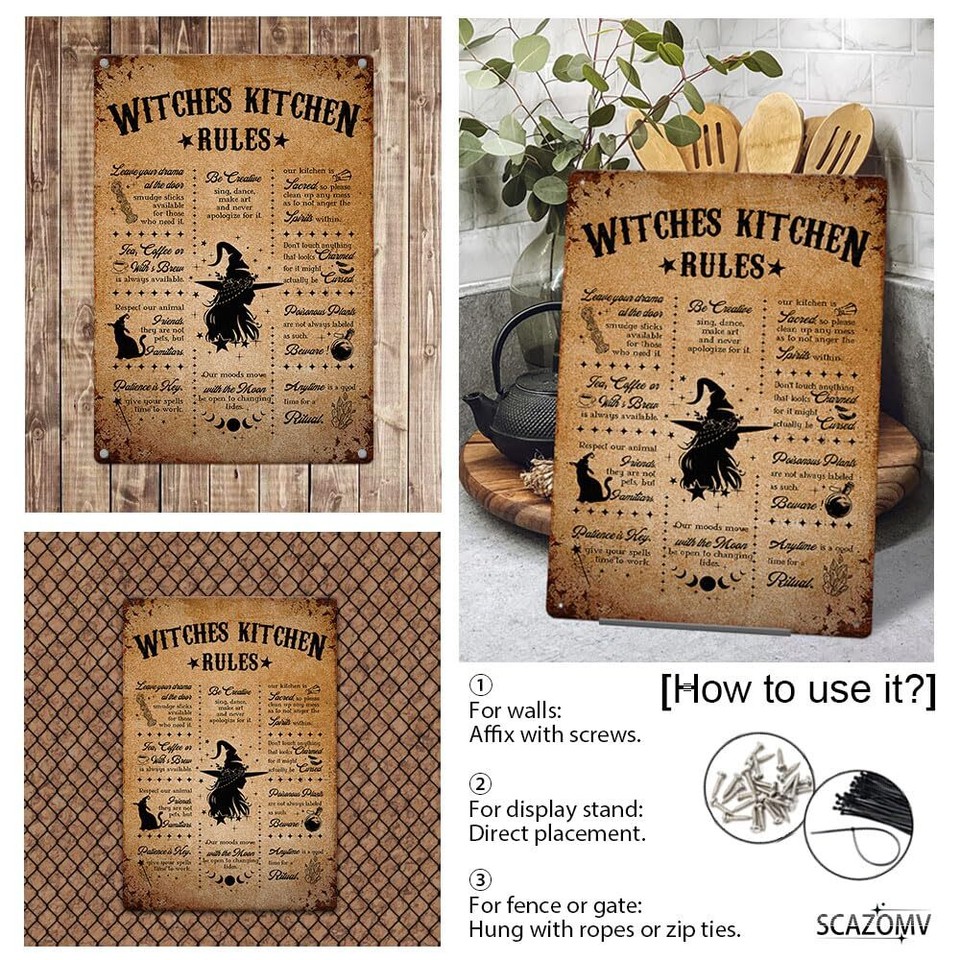 Witches Kitchen Rules Metal Tin Signs Vintage Witches Kitchen Decor
