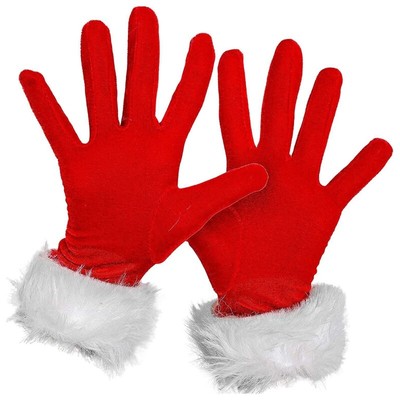 Santa Color Matching Mittens Women Cosplay Gloves Winter Warm Plush Gloves
