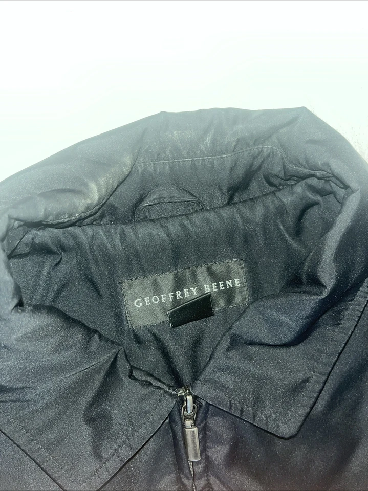 Chaqueta de bombardero negra con cremallera Geoffrey Bean para hombre talla grande envejecida Foto 4 de 4