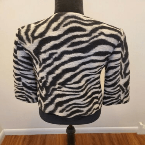 Giacca blazer Ann Taylor lana vergine stampa zebrata carriera manica 3/4 taglia XS - Foto 3 di 10