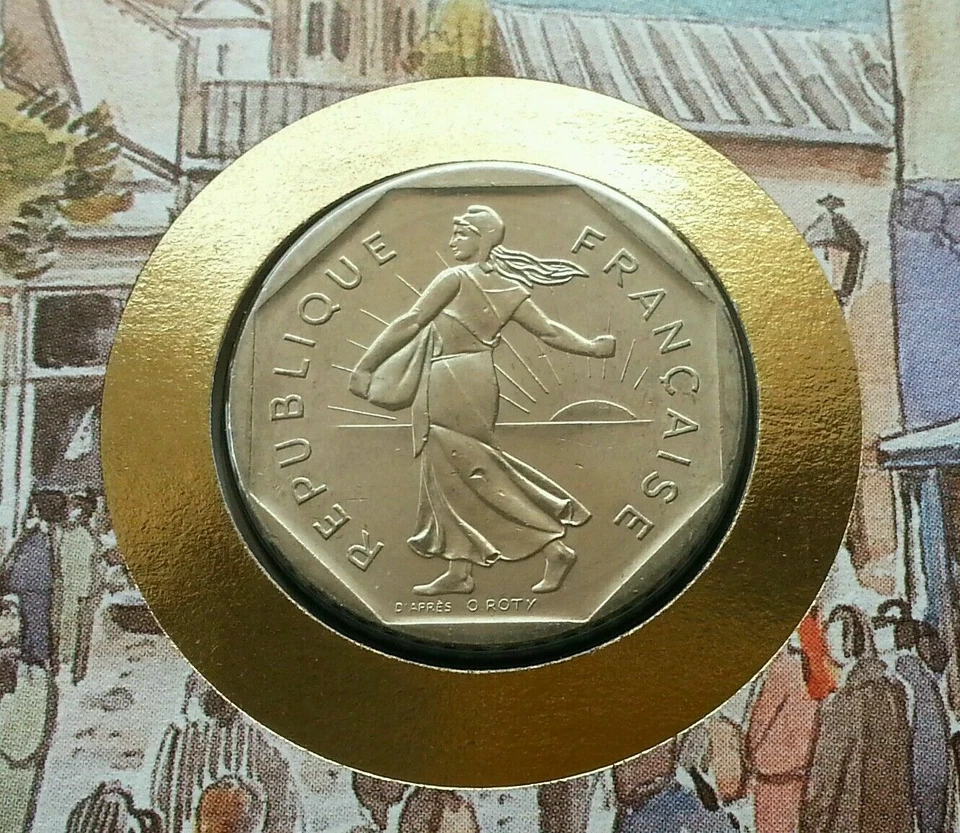 [SJ] France City 1984 Dsily Life Church Shop Tree Town FDC (coin cover) - Image 2 of 4