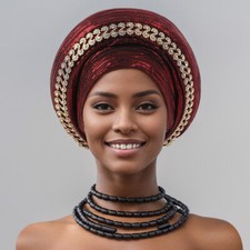 African Headtie Auto Gele Women Bonnet Hat Rhinestone Turban Head Wrap Chemo Cap