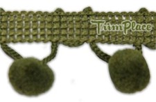 TRIMPLACE SAGE 1-1/4 INCH BALL FRINGE WITH 1/2 INCH POM POM 18 Yards