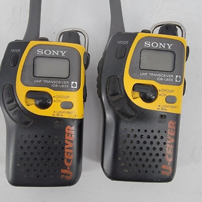 Sony U-Ceiver ICB-U655 UHF Transceiver Pair Walkie Talkie 2 Sony U-Ceiver ICB-U655 UHF Transceiver Pair Walkie Talkie 2