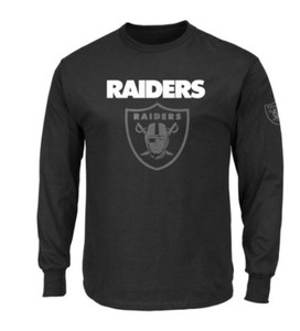 NFL Oakland Raiders Majestic Elite Reflective Long Sleeve-Mens T-Shirt | eBay