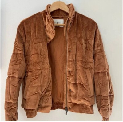Lou & Grey Puffer High Neck Jacket Womens Rust Tan Orange Brown