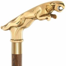 Antique Brass jaguar head Handle Wooden Walking Stick new handmade Designer gift