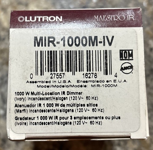 Lutron MIR-1000M-IV Dimmer Switch Multi-Location, Maestro IR Wireless, Ivory - Picture 2 of 3