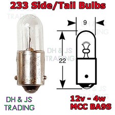 10 x 233 Sidelight / Tail Light Bulb Bulbs T4 12v 4w MCC BA9S 