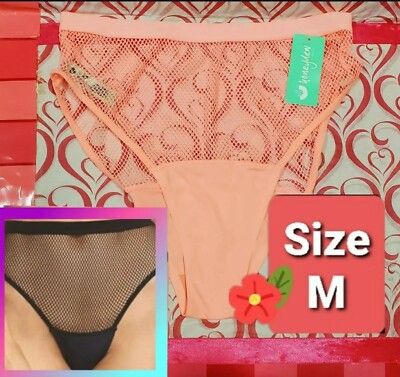 M Sexy Honeydew Intimates Fishnet High Waisted Hipster Panty Cosmic Coral Peach