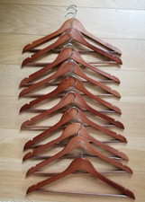 Wood Suit Hangers with Non-slip Grooved Bar - 10-Pack Cherry