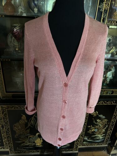 Talbots Women's Coral Pink Sweater Buttons Long Sl